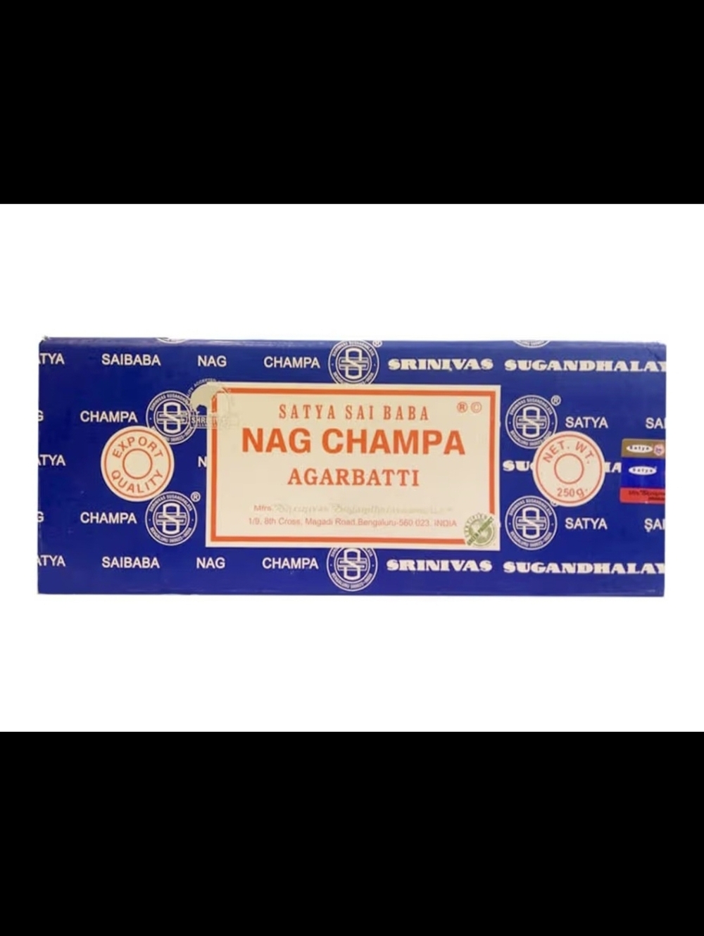 FULL BOX - Satya Sai Baba Nag Champa Incense Sticks - Blue, 250g